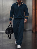 Athleisure Contrast Trim Sweatshirt Pants Set