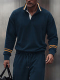 Athleisure Contrast Trim Sweatshirt Pants Set