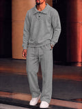 Casual Convertible Collar Fleece Sweatshirt Set