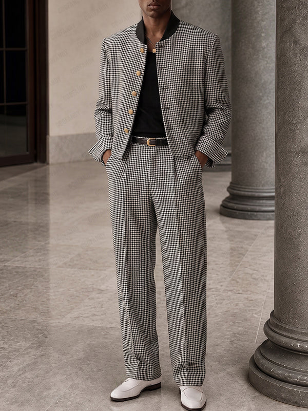 Vintage Gentleman Houndstooth Suit Set