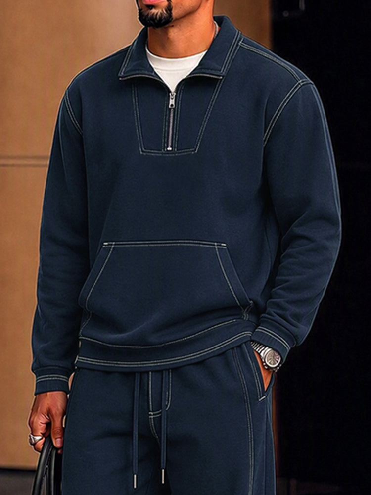 Men's Half Zip Tracksuit Set – Pullover Sweatshirt & Drawstring