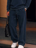Sporty Faux Suede Contrast Stitching Matching Set