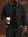 Stylish Faux Denim Varsity Jacket Pants Set