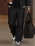 Stylish Faux Denim Varsity Jacket Pants Set