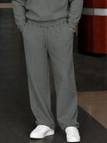 Casual Contrast Stripe Fleece Sweatshirt Pants Set
