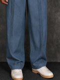 Premium Cotton Front Pleated Faux Denim Pants
