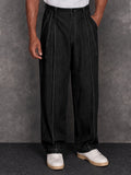 Casual 100% Cotton Contrast Stitch Faux Denim Pants