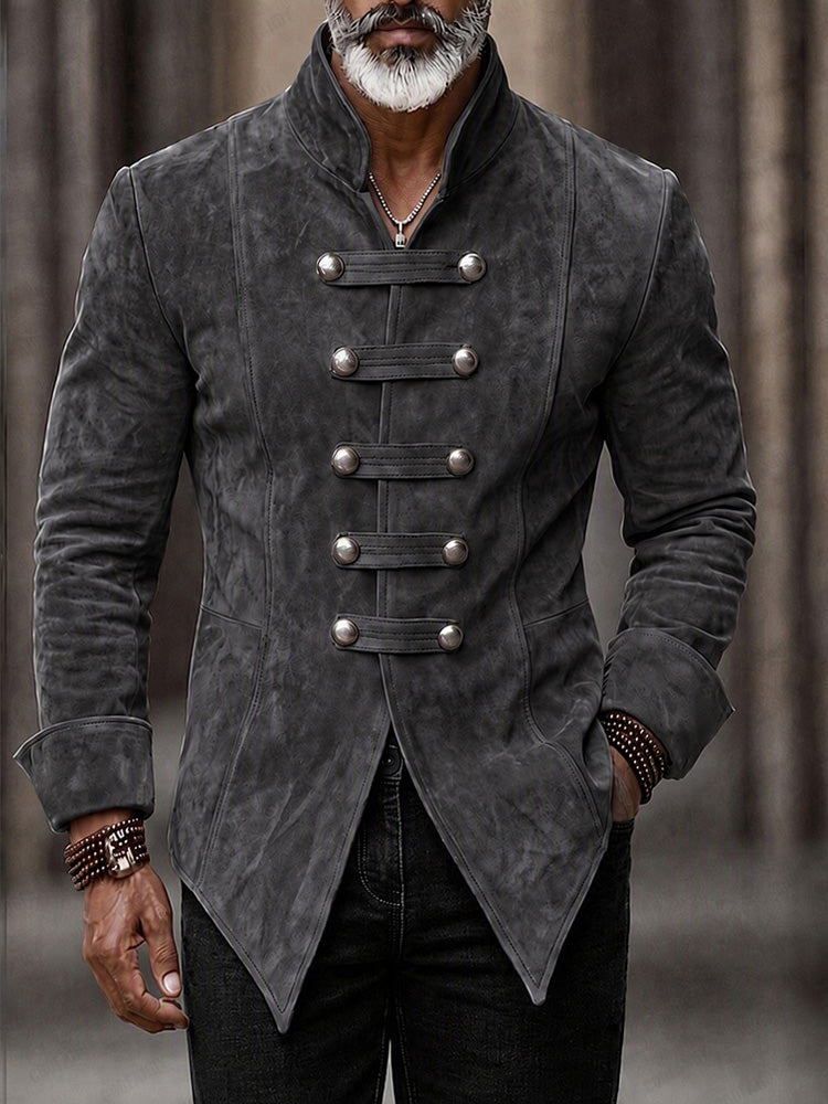 Men's Vintage Faux Suede Stand Collar Jacket | Rugged & Durable