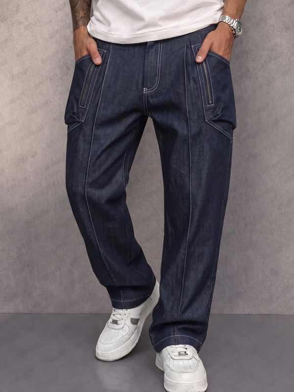 Casual Street Style Faux Denim Cargo Pants