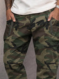 Casual Camo Print Elastic Waist Cargo Pants