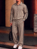 Urban Casual Plaid Printed Polo Shirt Set