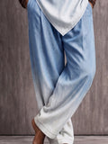 Casual Loose Asymmetrical Hem Wrap Shirt Set