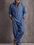 Casual Loose Asymmetrical Hem Wrap Shirt Set