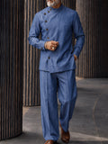 Refined Asymmetric Button Placket Matching Set