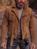 Western Fringe Faux Suede Moto Jacket