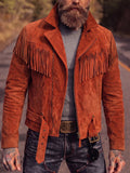 Western Fringe Faux Suede Moto Jacket