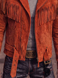 Western Fringe Faux Suede Moto Jacket