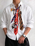 Trendy Casual Tie Printed 100% Cotton Shirt