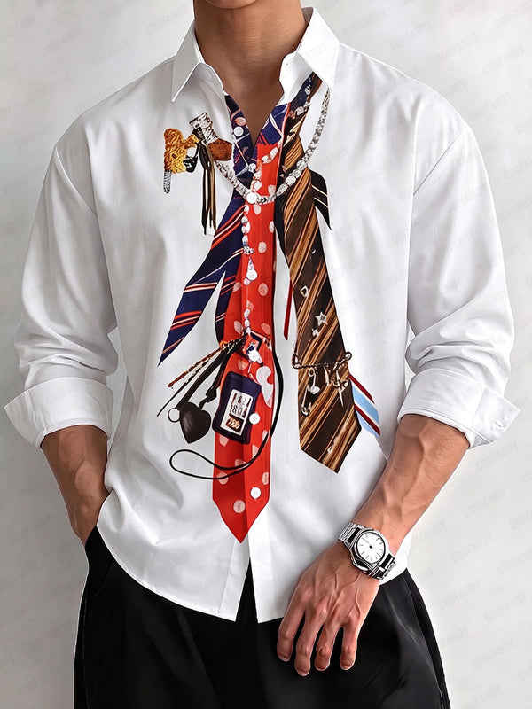 Trendy Casual Tie Printed 100% Cotton Shirt