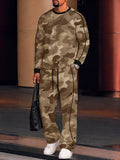 Urban Athleisure Camo Print Sweatshirt Set