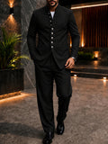 Elegant Mandarin Collar Blazer Pants Set