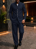 Elegant Mandarin Collar Blazer Pants Set