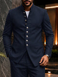 Elegant Mandarin Collar Blazer Pants Set