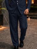 Elegant Mandarin Collar Blazer Pants Set