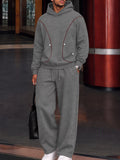 Athleisure Contrast Piping Hoodie Pants Set
