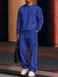 Casual Contrast Piping Pinstripe Matching Set