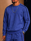 Casual Contrast Piping Sweatshirt Pants Set