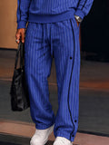 Casual Contrast Piping Pinstripe Matching Set