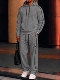 Casual Loose Contrast Piping Hoodie Set