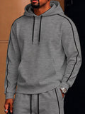 Casual Loose Contrast Piping Hoodie Set