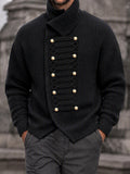 Casual Double Breasted Turtleneck Knit Cardigan