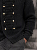Casual Double Breasted Turtleneck Knit Cardigan