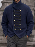 Casual Double Breasted Turtleneck Knit Cardigan