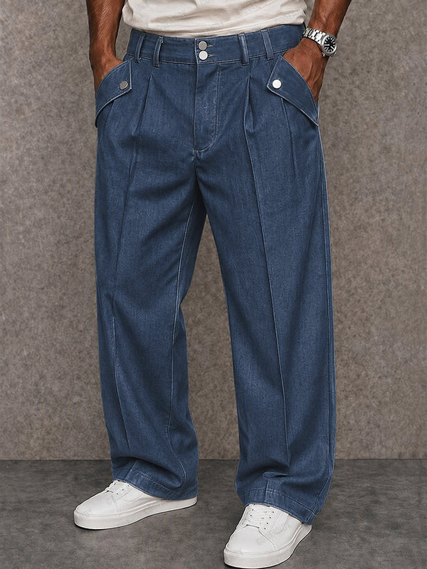 Versatile Denim-look Wide Leg Pants