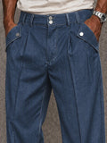 Versatile Denim-look Wide Leg Pants