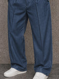 Versatile Denim-look Wide Leg Pants