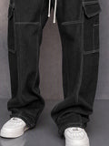 Casual Contrast Stitching Drawstring Cargo Pants