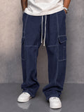 Casual Contrast Stitching Drawstring Cargo Pants