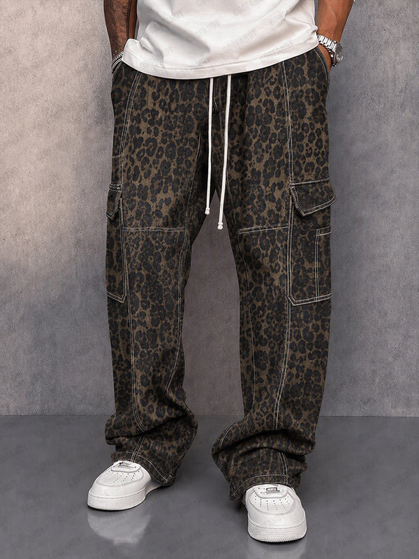 Utility Fashion Printed Drawstring Cargo Pants