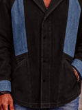 Casual Color Block Denim Faux Suede Jacket