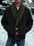 Casual Fleece Spliced Collar Tweed Coat