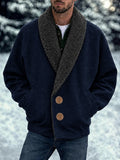 Casual Fleece Spliced Collar Tweed Coat