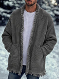 Casual Loose Fringe Trim Knit Cardigan