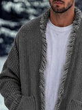 Casual Loose Fringe Trim Knit Cardigan