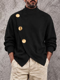 Modern Bold Button Accent Turtleneck Sweater