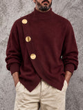 Modern Bold Button Accent Turtleneck Sweater